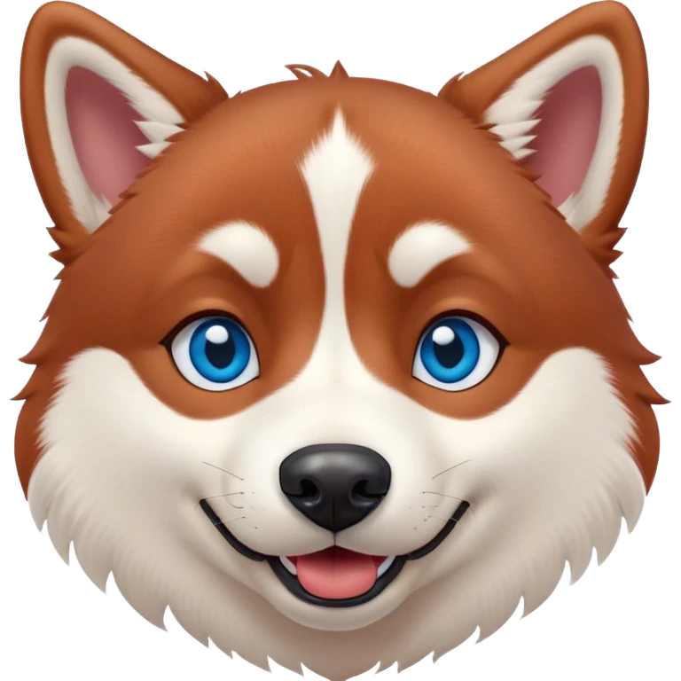 cute, disney-style red siberian husky with blue eyes, happy emoji