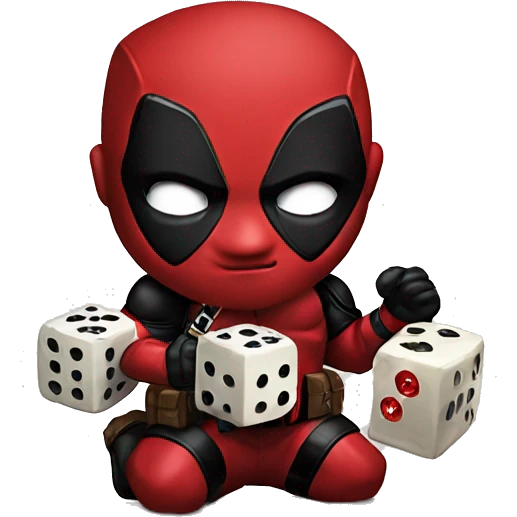 Deadpool with some dice emoji
