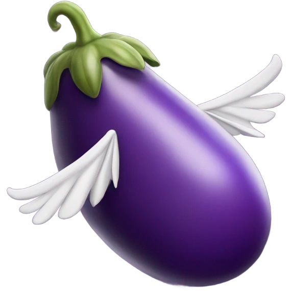 Purple eggplant emoji flying with wings emoji