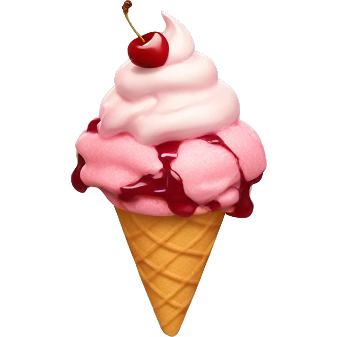 Topping with cherry Icecream, and sun emoji