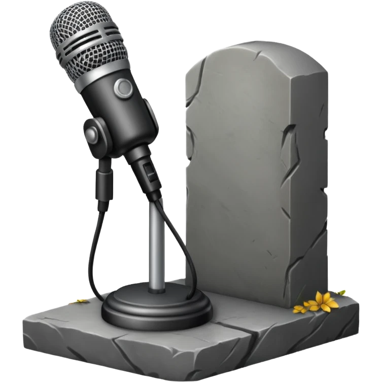 Microphone sitting on top of a tombstone  emoji