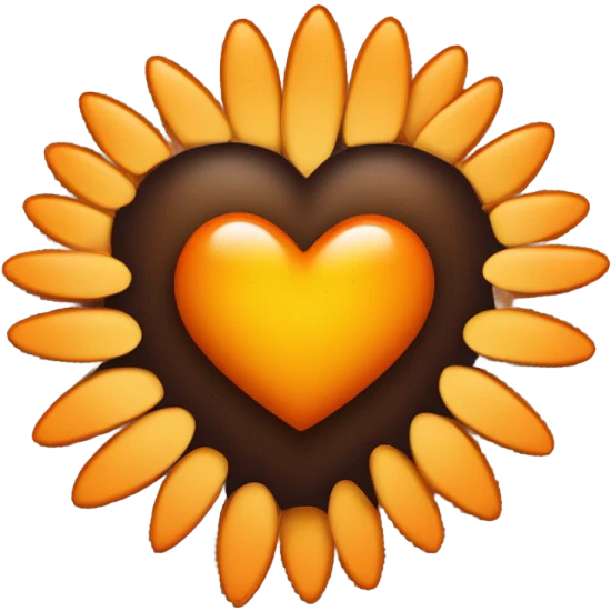 Corazón naranja con girasol emoji