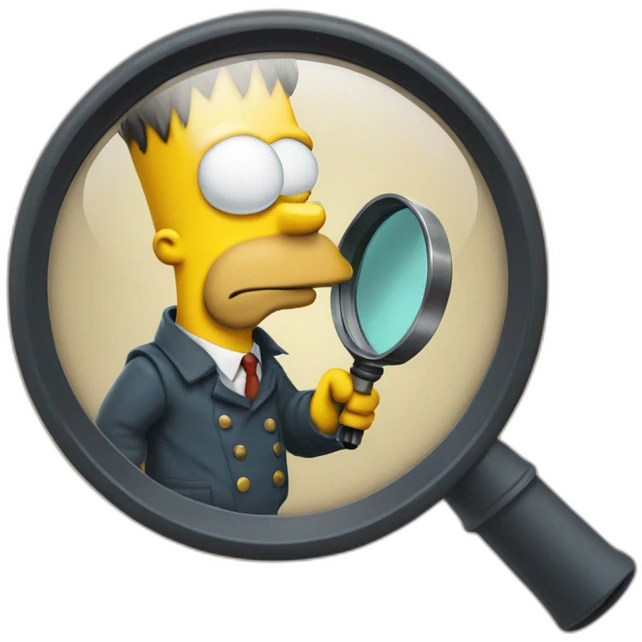 Bart simpson in a detective outfit with a magnifying glass emoji