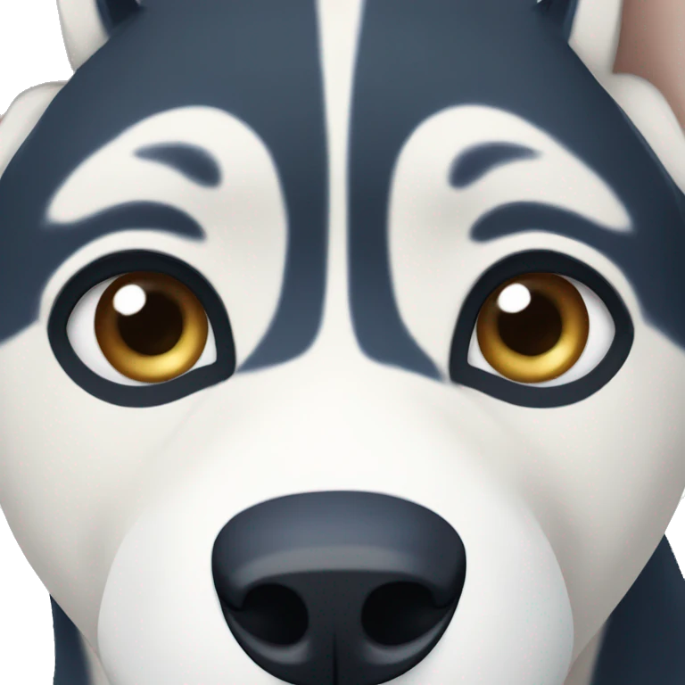 Husky with one eye blue and one eye brown and blue emoji