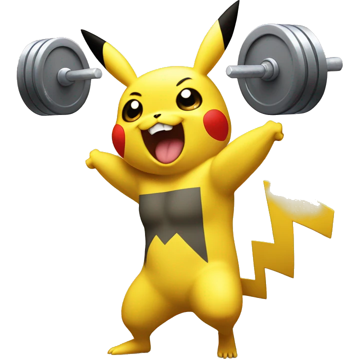 Pikachu cheering a bodybuilder in training  emoji