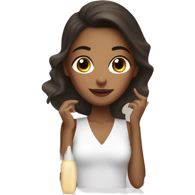 Brunette girl doing skincare emoji