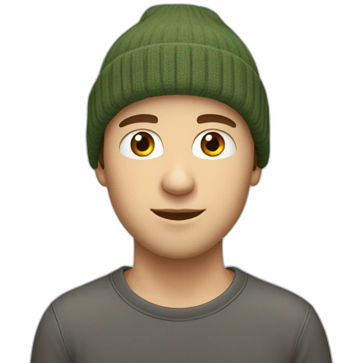 a 28 years old caucasian boy with a beanie emoji