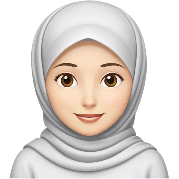 a white skin hijab woman was thinking and smile emoji