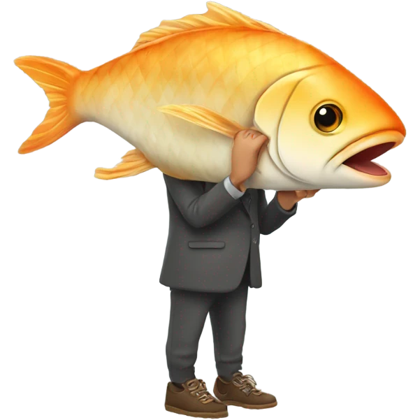 Fish eating bread wearing shoes on its head emoji