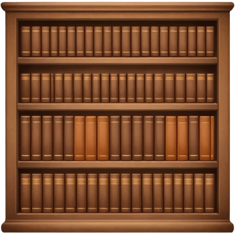 Brown bookshelves with books different shades of brown emoji