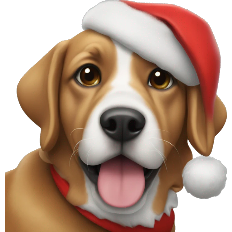 Dog wearing santa claus custome emoji