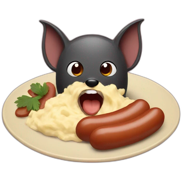 a bat eating sausages and mash emoji