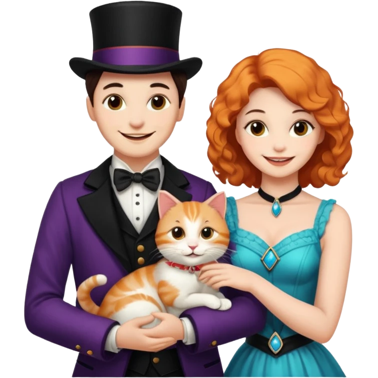 I'llmagician couple and their pet cat emoji