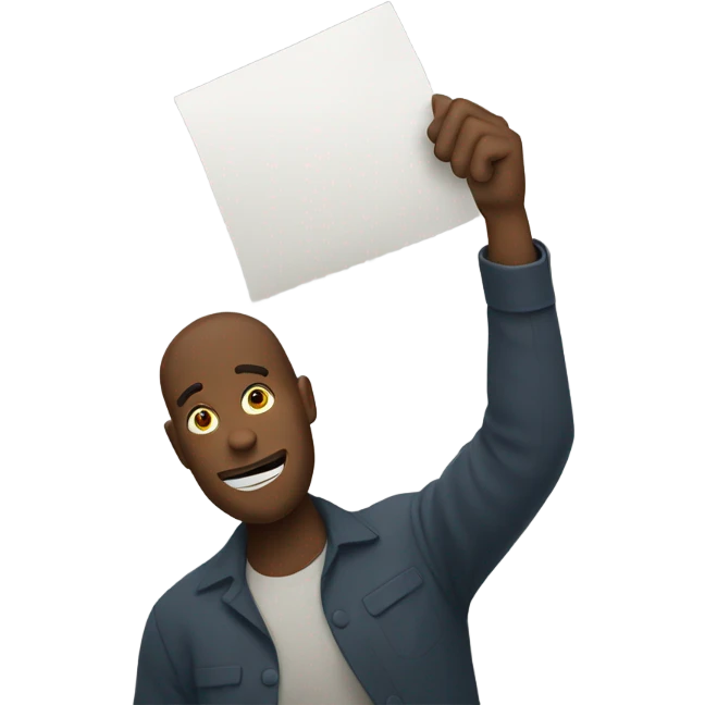 person holding paper sign above their head emoji