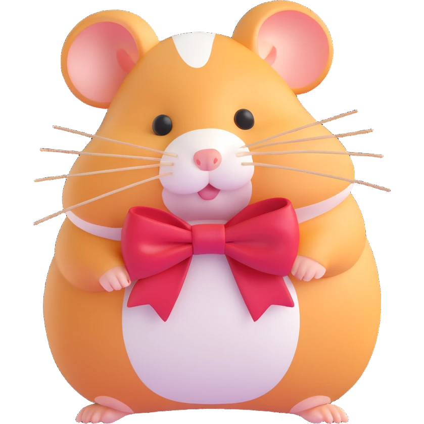 sad hamster with a bow emoji