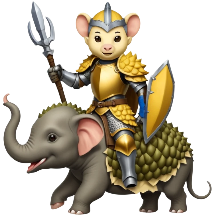 DURIAN KNIGHT WITH ELEPHENT FACE RIDE ON THE RAT emoji