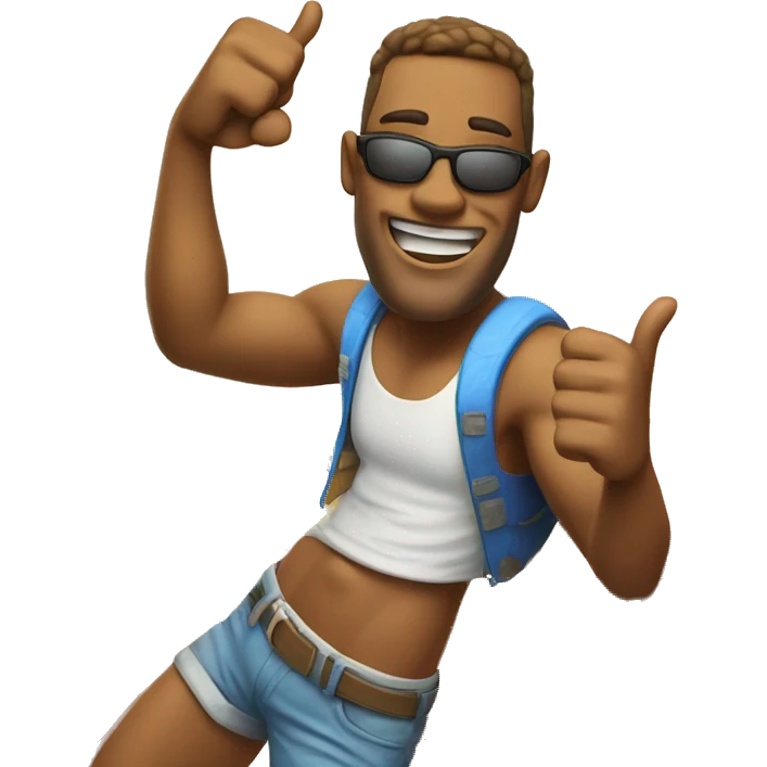 Cool dude giving one thumbs up and one surfs up sign emoji