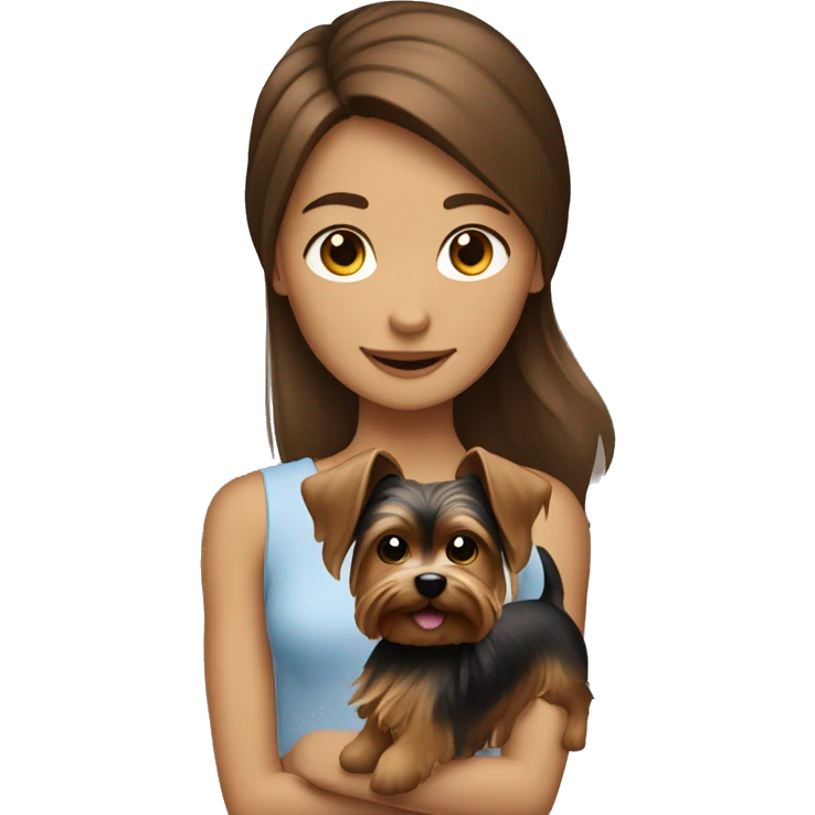 brown hair girl with a yorkshire terrier in front of her emoji