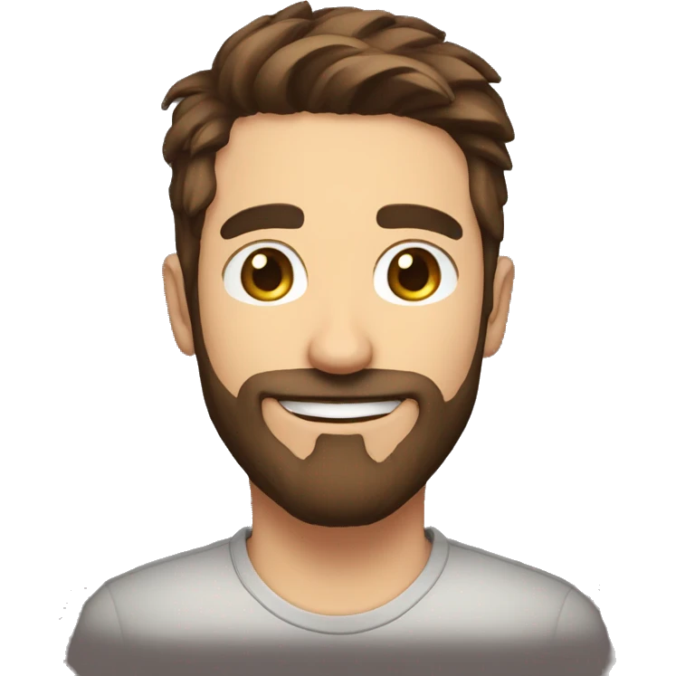game streamer, short brown hair, brown beard, hyped emoji