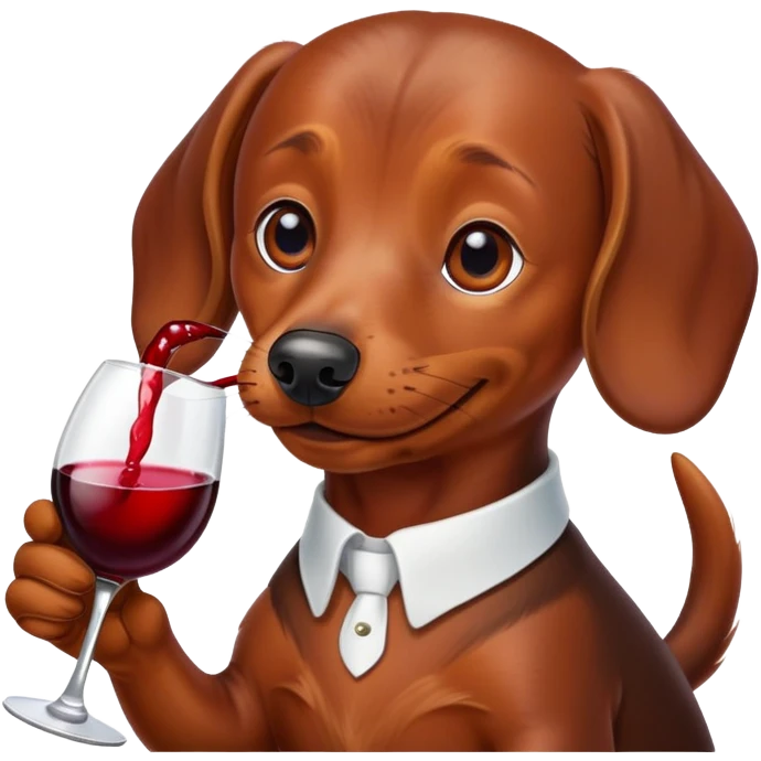 Brown dachshund drinking wine emoji
