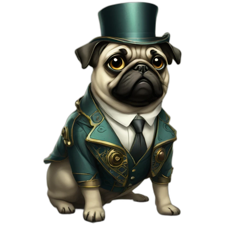 A cyberpunk pug in Art Nouveau style during 1910 emoji
