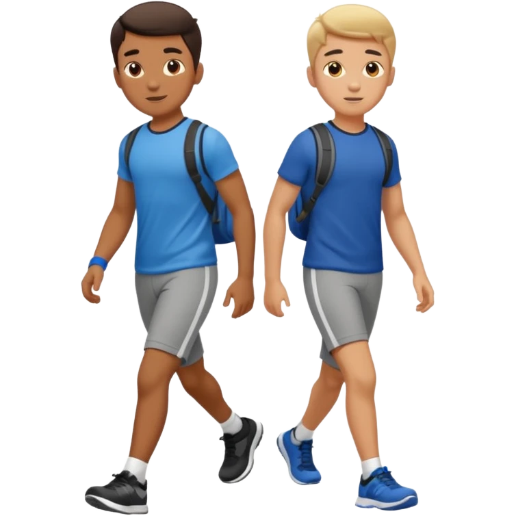 two boys walking, wearing gym clothes, full body emoji
