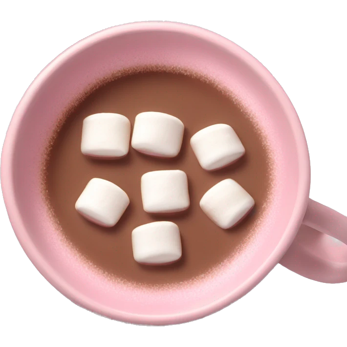 Light Pink mug of hot chocolate with marshmallows  emoji
