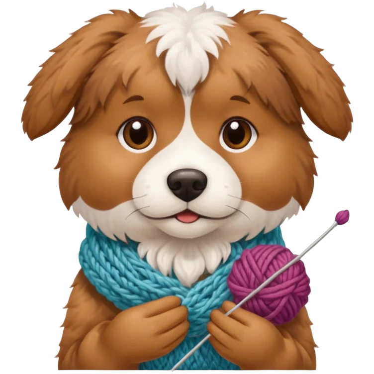 dog holding knitting emoji