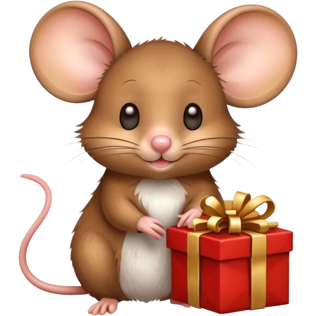 Cute mouse with gift emoji