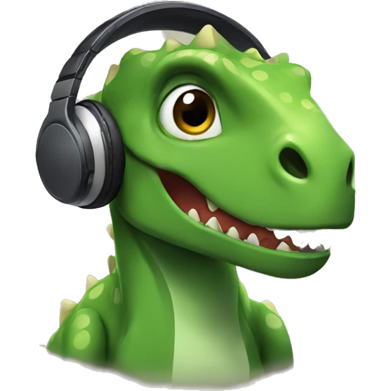 Dinosaur with headphones  emoji
