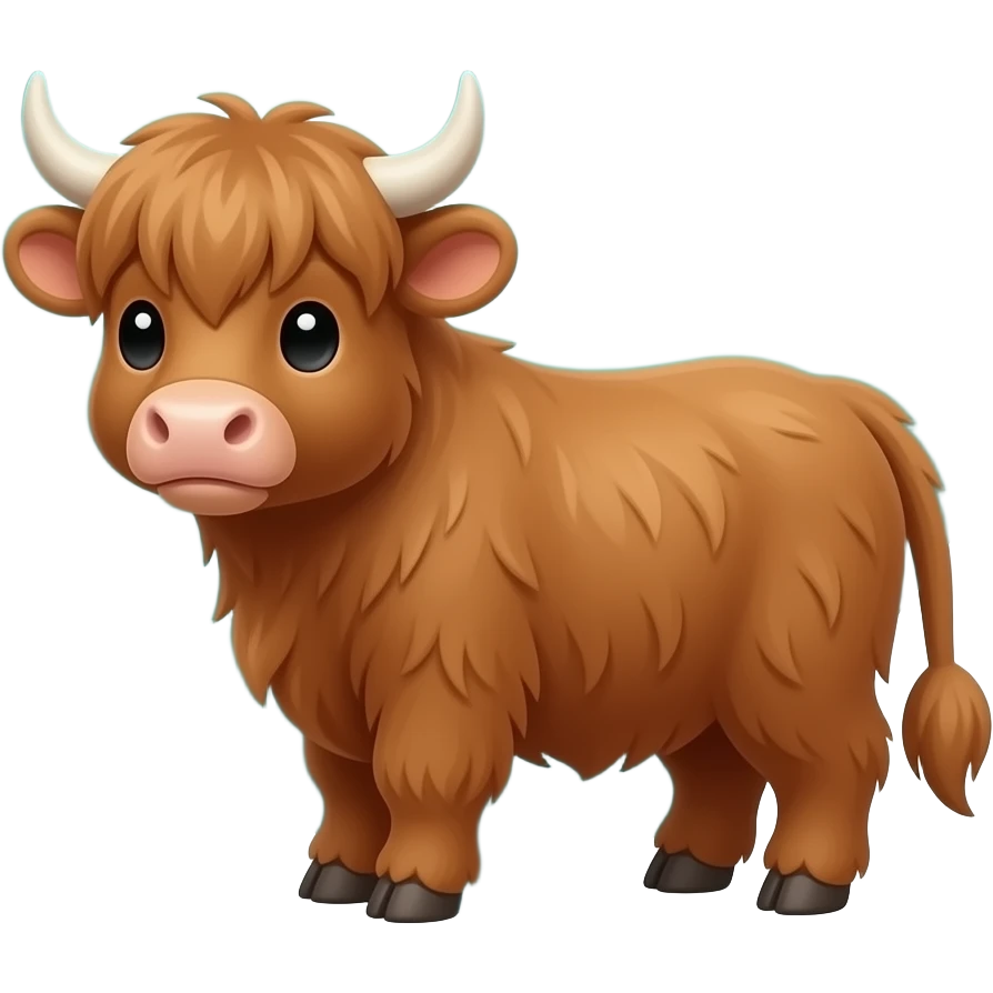 Very teeny tiny tiny small brown Cute highland cow /Big Big teal heart emoji