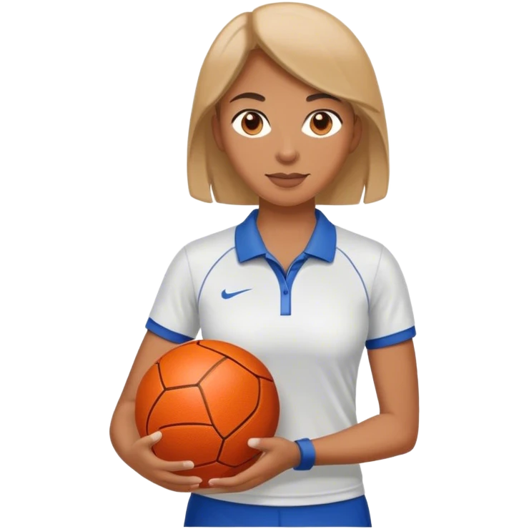 female sport coach holding ball emoji