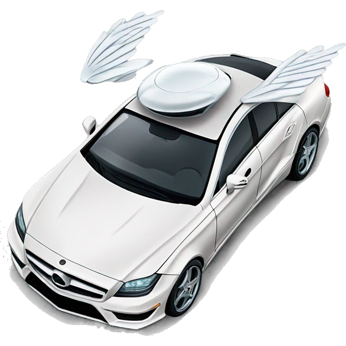 Flying mercedes benz cls with iron wings flying car emoji
