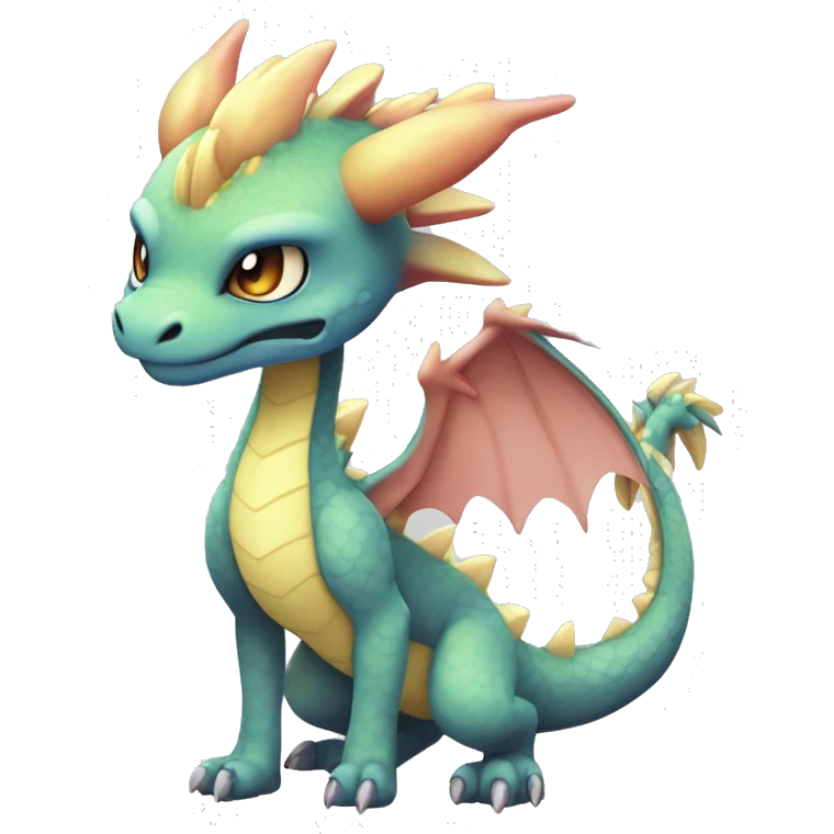 Kawaii Edgy Bright Ethereal Fururistic Fantasy Attractive Gorgeous Beautiful Dragon Pokémon Fakemon full body emoji