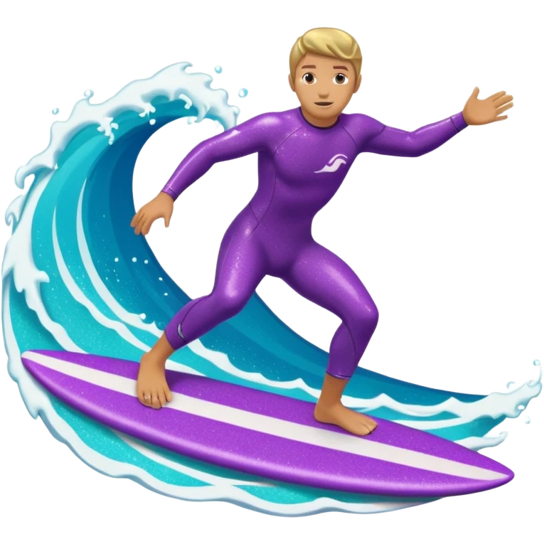glitter surfer purple surf in wave ocean cian emoji