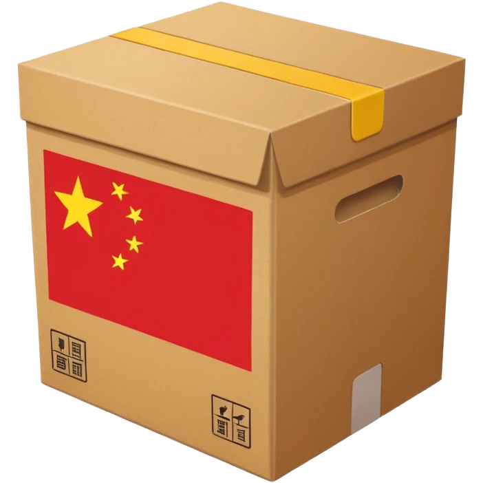 shipping box with China flag symbol emoji