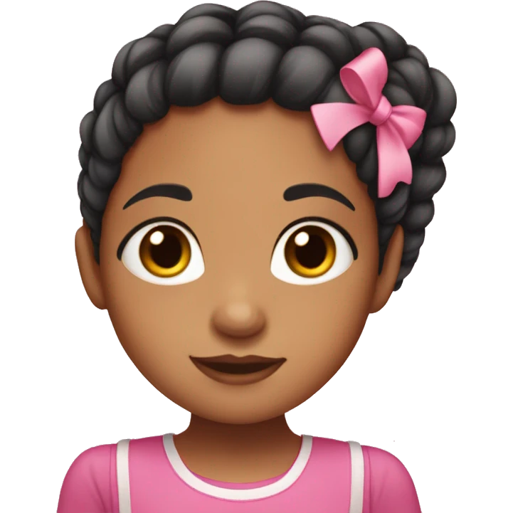 biracial girl with one side braid in hair with pink bow emoji