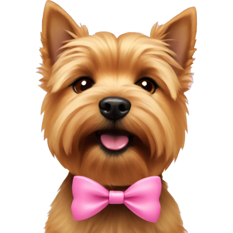 norwich terrier with pink bow on ear emoji