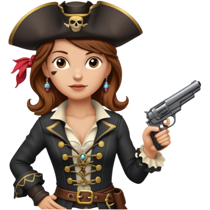 Lady Pirate With Gun, point to thr front. emoji