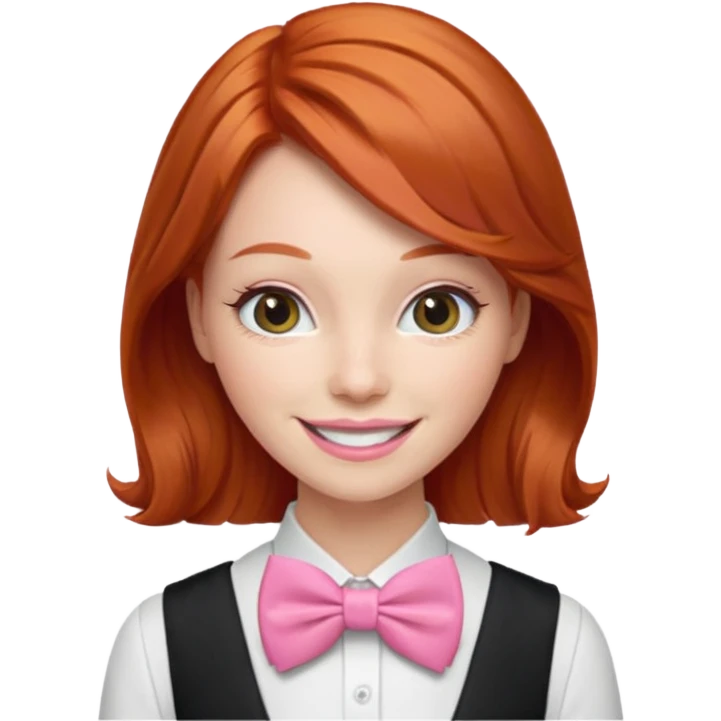 readhead woman with pink bowtie emoji