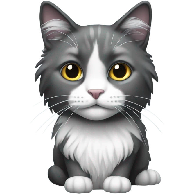 Black and white long haired cat with a grey short hair  emoji