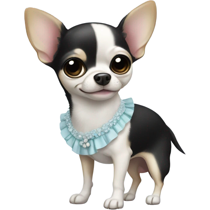 Black and white Chihuahua wearing dress emoji