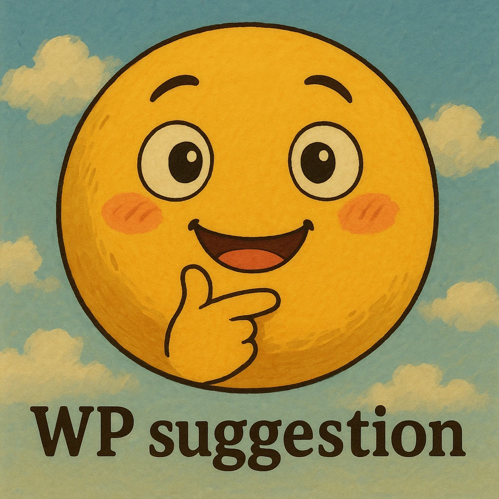 emoji with the text 'WP suggestion' in a ghibli style, suitable for IT team Slack reactions emoji