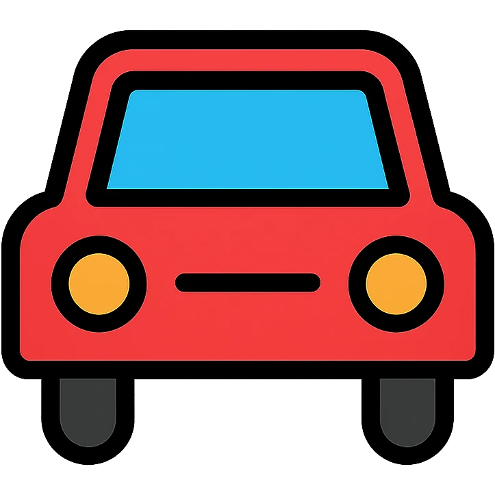 car, color outlined icon style, black outlines with color fill emoji