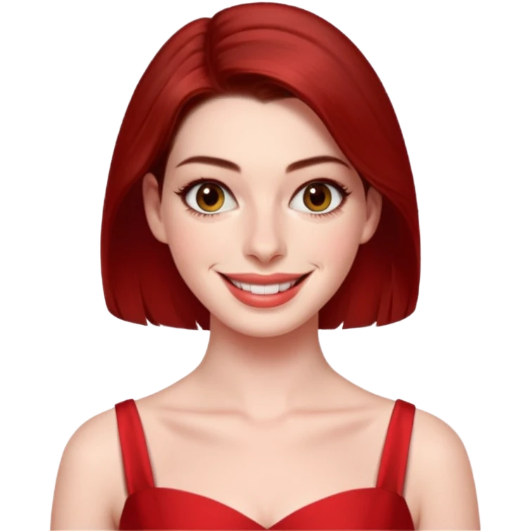 Anne Hathaway in red dress, hot emoji