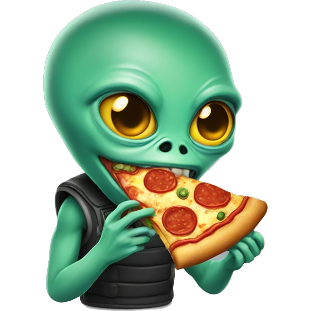 An alien eating pizza emoji