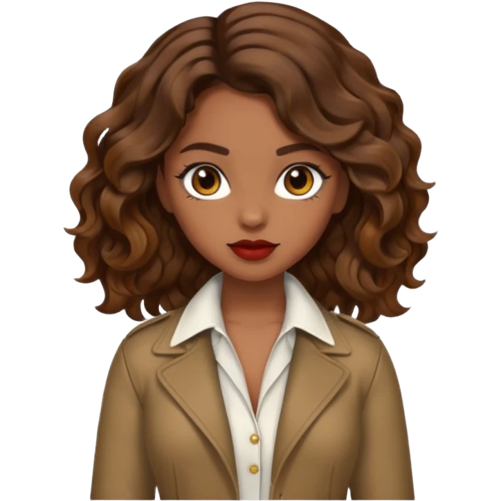 Baddie girl with brown weavy hair emoji