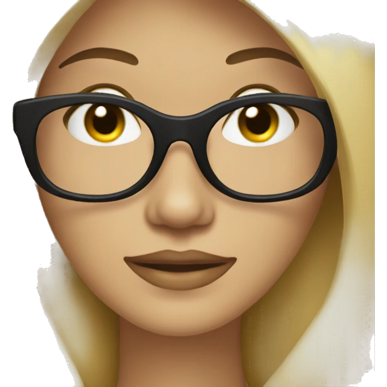 blonde woman with black glasess and long black hair emoji