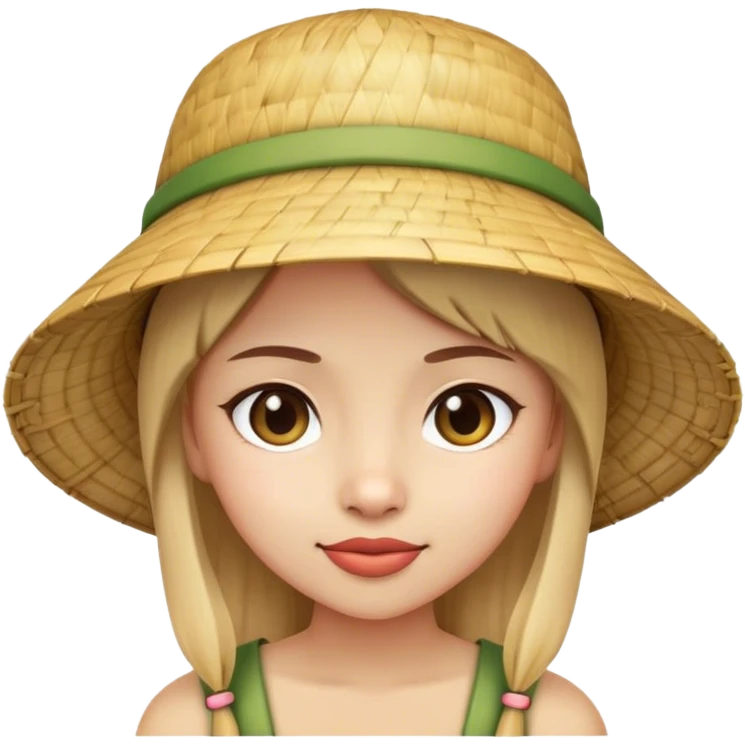 Girl with bamboo hat classic emoji style emoji