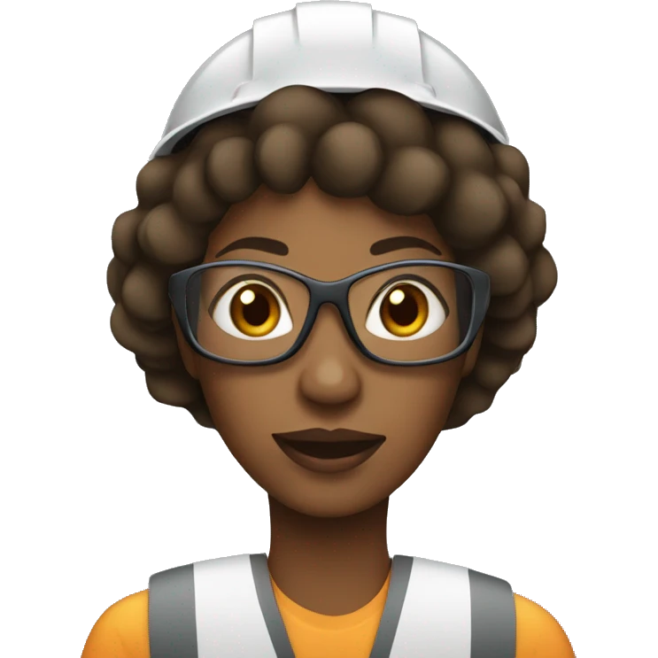 Black woman wearing a safety helmet, safety glasses and earplugs emoji